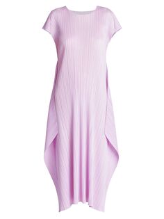 Плиссированное платье-миди прямого кроя Pleats Please Issey Miyake, розовый