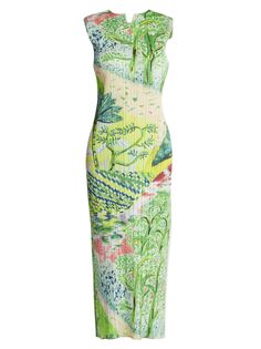 Плиссированное платье макси Promenade Pleats Please Issey Miyake, зеленый