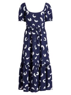 Ярусное льняное платье-миди с абстрактным принтом Polo Ralph Lauren