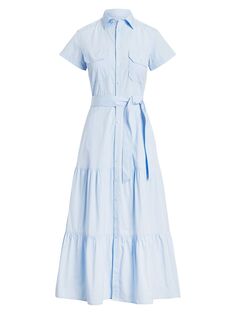 Многоярусное платье макси Oakland с поясом Polo Ralph Lauren, синий