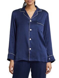 Шелковая эластичная пижама из двух предметов Heritage Silk Laurel Polo Ralph Lauren, нави