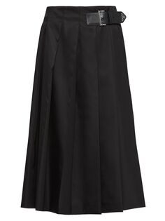 Плиссированная юбка из повторного нейлона Prada, черный
