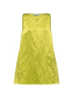 Атласное мини-платье Prada, зеленый