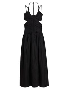 Платье макси с рюшами и вырезами Proenza Schouler, черный