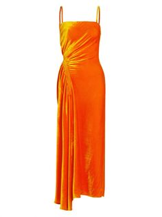 Бархатное платье-миди со сборками Proenza Schouler, оранжевый