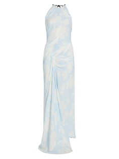 Драпированное платье без рукавов с цветочным принтом Proenza Schouler, синий