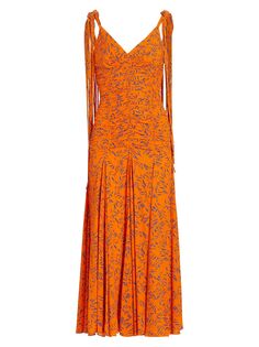 Платье миди без рукавов с V-образным вырезом Proenza Schouler, оранжевый
