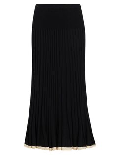 Плиссированная длинная юбка из смесового шелкового трикотажа Proenza Schouler, черный
