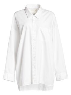 Оксфордская рубашка с вырезом под горло R13, белый