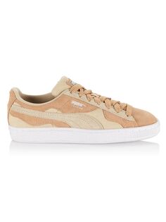 Кожаные низкие кеды с камуфляжным принтом Puma, бежевый