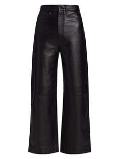 Широкие брюки-кюлоты из кожи наппа Proenza Schouler White Label, черный