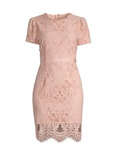 Кружевное мини-платье с цветочным принтом Rachel Parcell, розовый