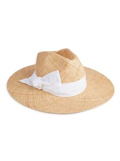 Соломенная шляпа с широкими полями, отделанная лентами Raffaello Bettini, белый