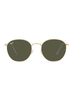 Круглые металлические солнцезащитные очки Ray-Ban, золотой