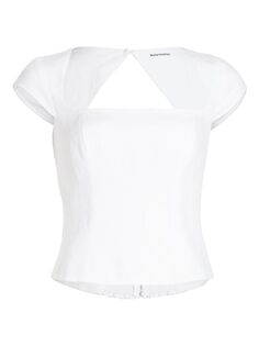 Льняная блузка Cora с квадратным вырезом Reformation, белый