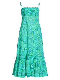 Платье миди из поплина с принтом Sorcha Rixo, зеленый