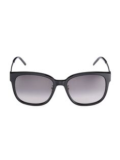 Квадратные солнцезащитные очки 56 мм Saint Laurent, черный
