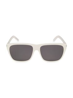 Классические прямоугольные солнцезащитные очки 57 мм Saint Laurent, слоновая кость