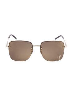 Квадратные солнцезащитные очки Monogram 58MM Saint Laurent, коричневый