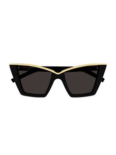 Солнцезащитные очки «кошачий глаз» Feminine Fashion Icons 54 мм Saint Laurent, черный