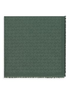Большой квадратный шарф с монограммой из жаккарда из шелка и шерсти Saint Laurent, зеленый