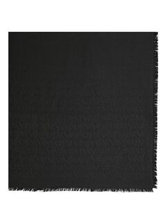 Большой квадратный шарф с монограммой из жаккарда из шелка и шерсти Saint Laurent, черный
