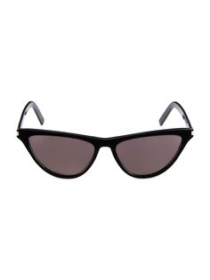 Узкие солнцезащитные очки «кошачий глаз» из ацетата 56 мм Saint Laurent, черный