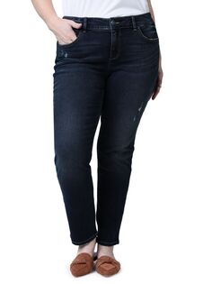 Узкие джинсы со средней посадкой и эффектом потертости Slink Jeans, Plus Size