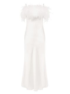Платье-комбинация Boheme со страусиным пером Sleeper, белый