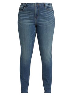 Джинсы-скинни стрейч с выцветшим краем и бахромой с высокой посадкой Slink Jeans, Plus Size