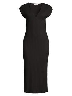 Платье миди Reyna Lounge с V-образным вырезом Skin, черный