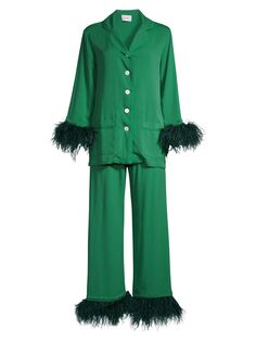 Праздничный пижамный комплект с перьями Sleeper, зеленый