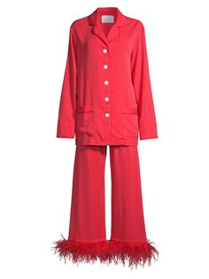 Длинный пижамный комплект из 2 предметов Party Feather Sleeper, красный