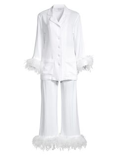 Пижамный комплект из 2 предметов с отделкой из страусиных перьев Sleeper, белый