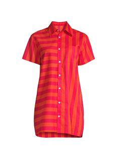 Полосатое платье-рубашка Cabana Solid &amp; Striped, коралловый