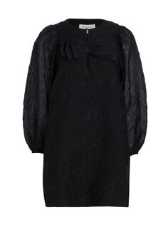 Мини-платье из фактурной органзы с бантом SOMETHING NAVY, черный