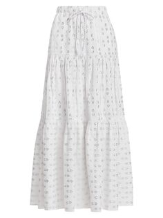 Ярусная длинная юбка Nellie с металлизированными деталями Splendid, белый