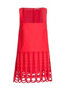 Мини-платье с вышивкой ришелье Stella McCartney, красный