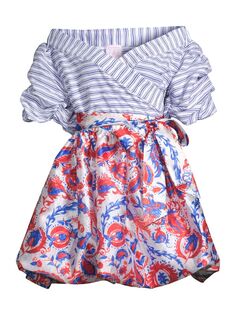 Мини-платье Bubble в полоску и с цветочным принтом Stella Jean, разноцветный