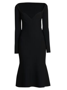 Платье-миди из плотной вязки Stella McCartney, черный