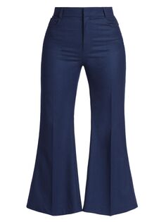 Укороченные расклешенные брюки из шерстяной фланели Stella McCartney, синий