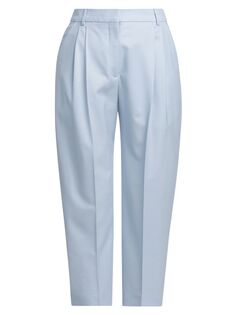 Укороченные брюки из шерстяной фланели со складками Stella McCartney, синий