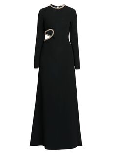 Украшенное платье с вырезом сбоку Stella McCartney, черный