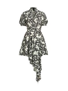 Шелковое мини-платье с высокой посадкой и цветочным принтом Stella McCartney, черный