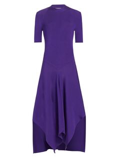 Платье-миди из технического ребристого трикотажа Stella McCartney, фиолетовый