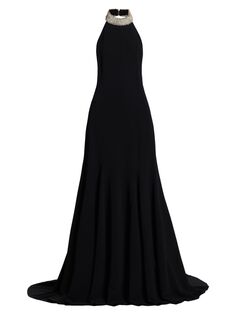 Платье без рукавов с декорированным вырезом Stella McCartney, черный
