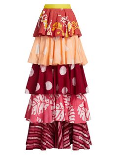 Ярусная длинная юбка Erica с рюшами Studio 189, разноцветный