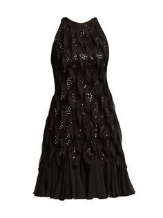 Мини-платье с оборками и пайетками Tadashi Shoji, черный