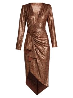 Платье миди с глубоким вырезом Shimmer Tadashi Shoji, коричневый