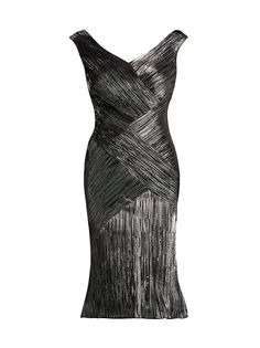 Мини-платье без рукавов с эффектом металлик Tadashi Shoji, черный
